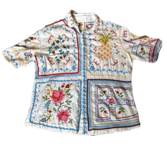 FARM Rio Multicolor Embroidered Button Down Shirt XS New - Picture 5 of 9